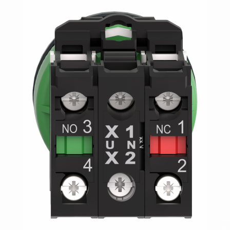 Harmony XB5 - BP lumineux DEL - flush - vert - 1O+1F - 110V - vis étrier
