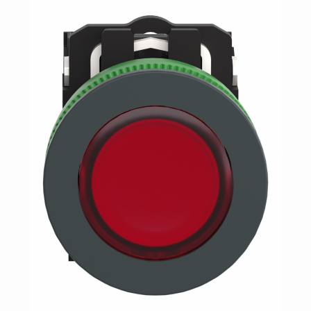 Harmony XB5 - BP lumineux DEL - flush - rouge - 1O+1F - 24V - vis étrier