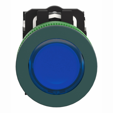 Harmony XB5 - BP lumineux DEL - flush - bleu - 1O+1F - 24V - vis étrier