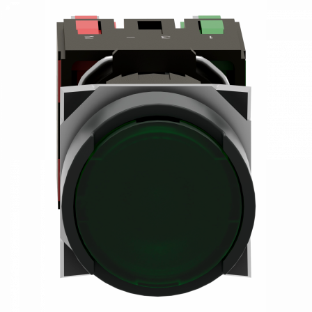 Harmony XB6 - bouton-pous. lum. - Ø16mm - à imp. affleurant - 24V - 1O+1F - vert