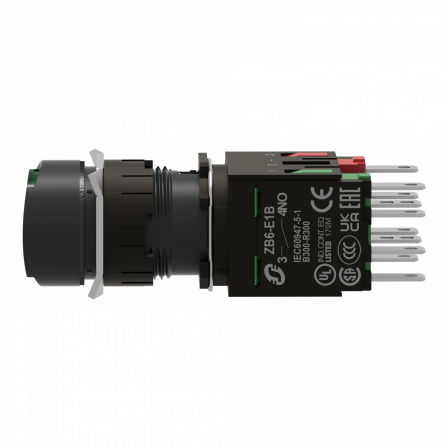 Harmony XB6 - bouton-pous. lum. - Ø16mm - à imp. affleurant - 24V - 1O+1F - vert