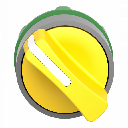 Harmony XB5 - tête de bouton tournant - Ø22 - col grise - 2 posit fixes - jaune