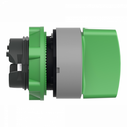 Harmony XB5 - tête bouton tournant - Ø22 - col grise - 3 pos rap D au C - vert