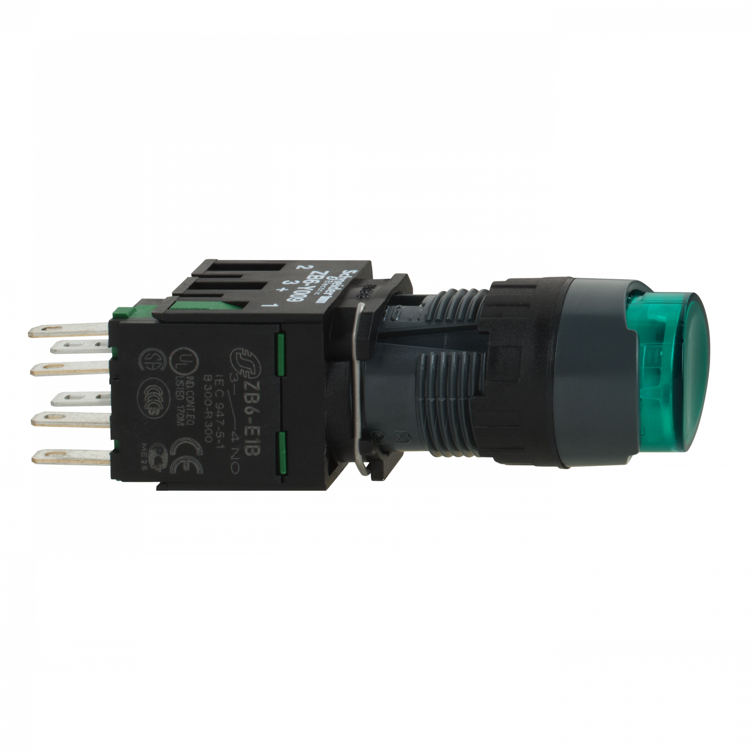 Harmony XB6 - bouton-pous. lum. - Ø16mm - à imp. dépassant - 24V - 1F - vert