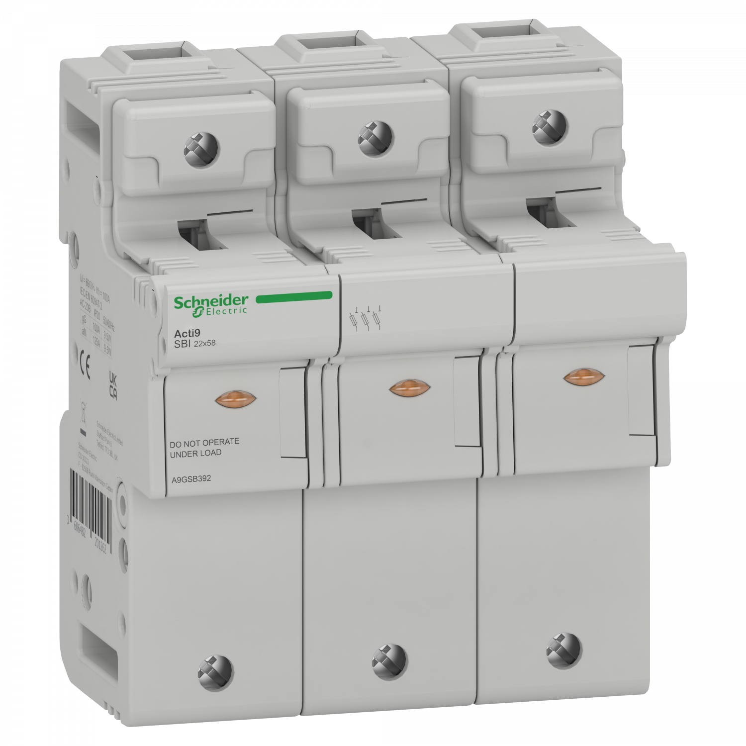 ACTI9 SBI - porte-fusible - 3P - 125A - pour fusible 22x58mm