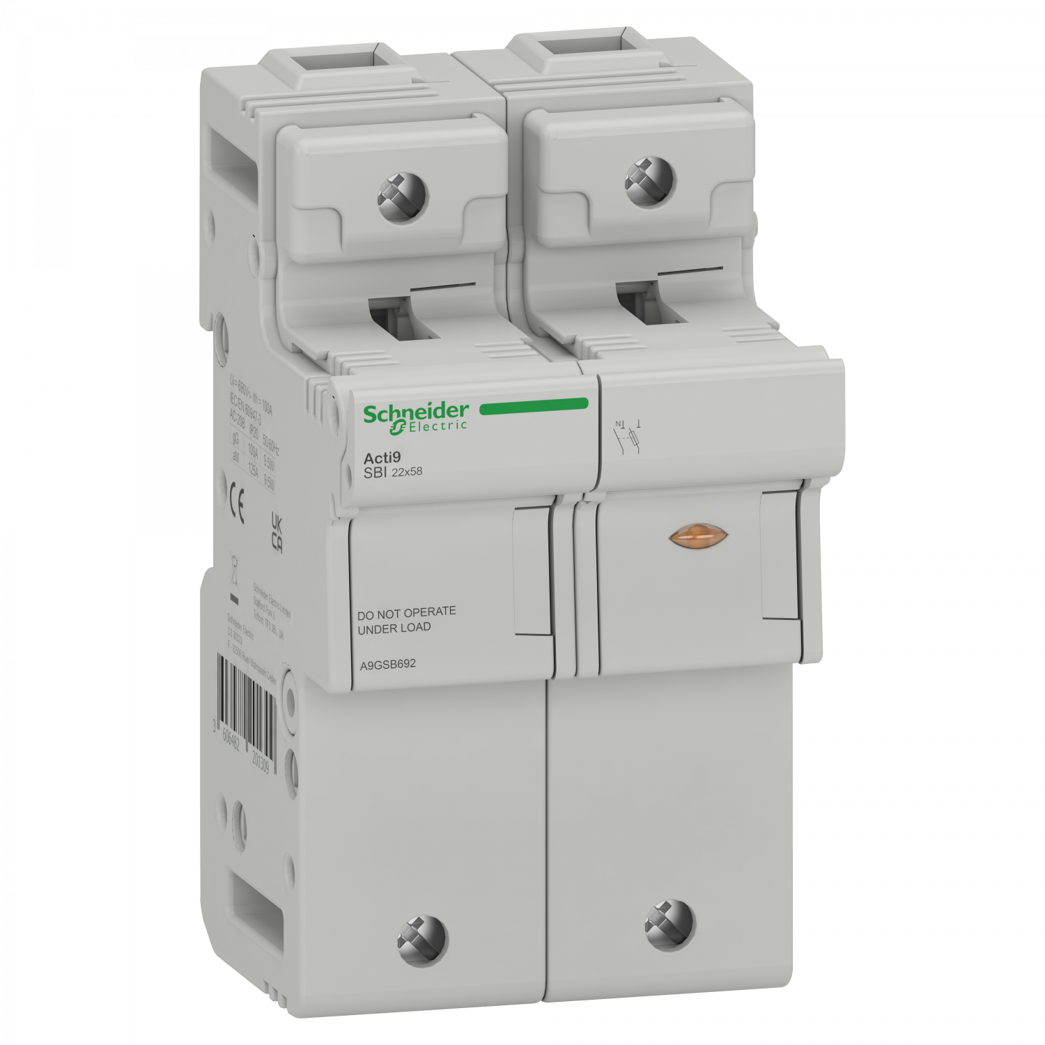 ACTI9 SBI - porte-fusible - 1P+N - 125A - pour fusible 22x58mm