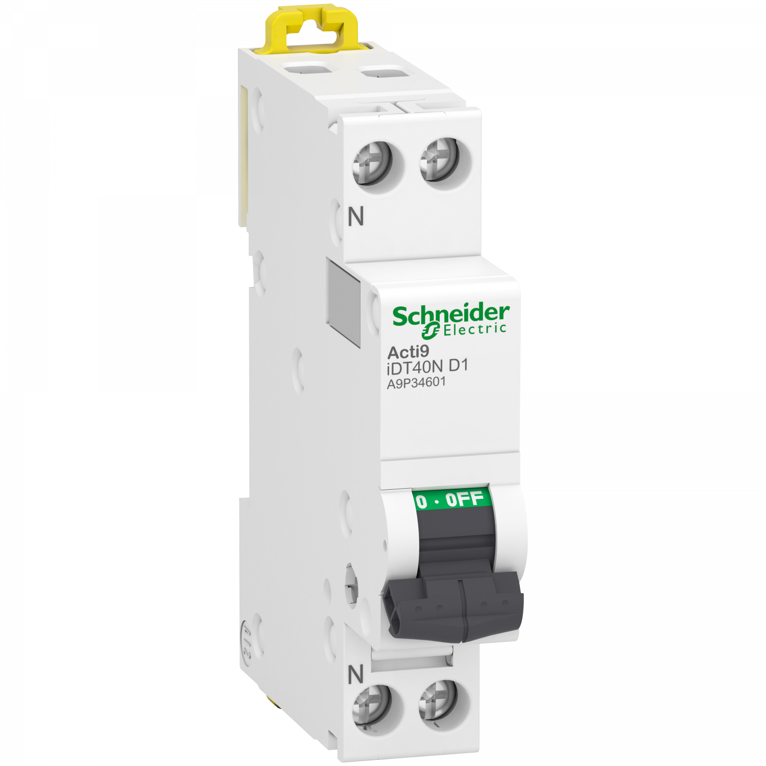 Acti9 iDT40N - Disjoncteur modulaire - 1P+N - 1A - Courbe D - 6000A/10kA