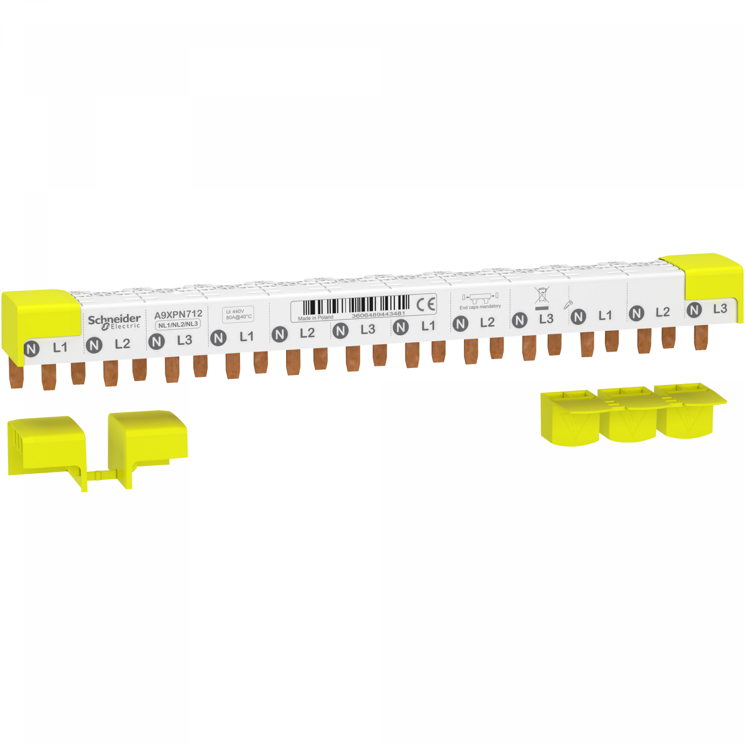 Acti9 iDT40 - Peigne horizontal - 3P+N - 12 modules de 18mm - 80A
