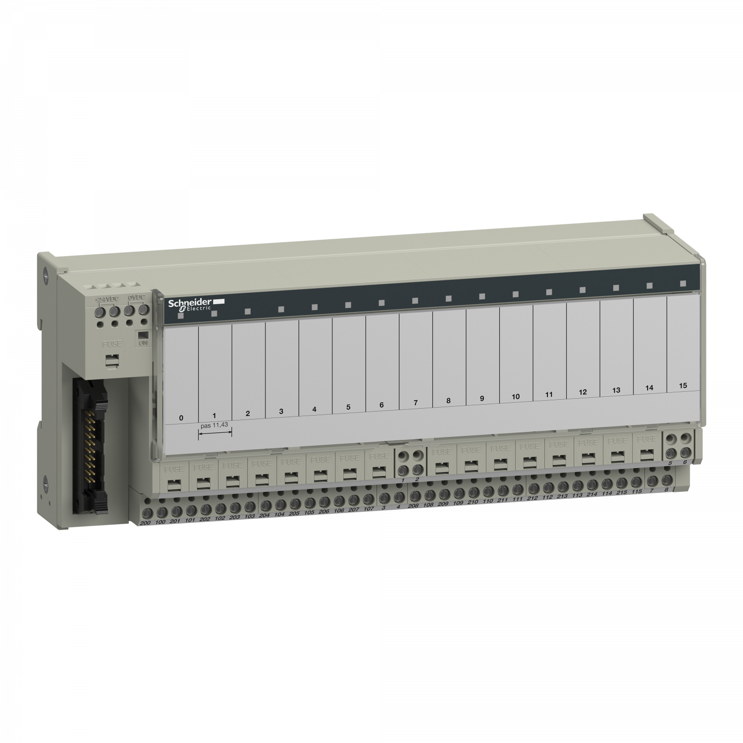 Telfast ABE7 - embase pour relais - embrochable - 16 voies - fus. - relais 10mm