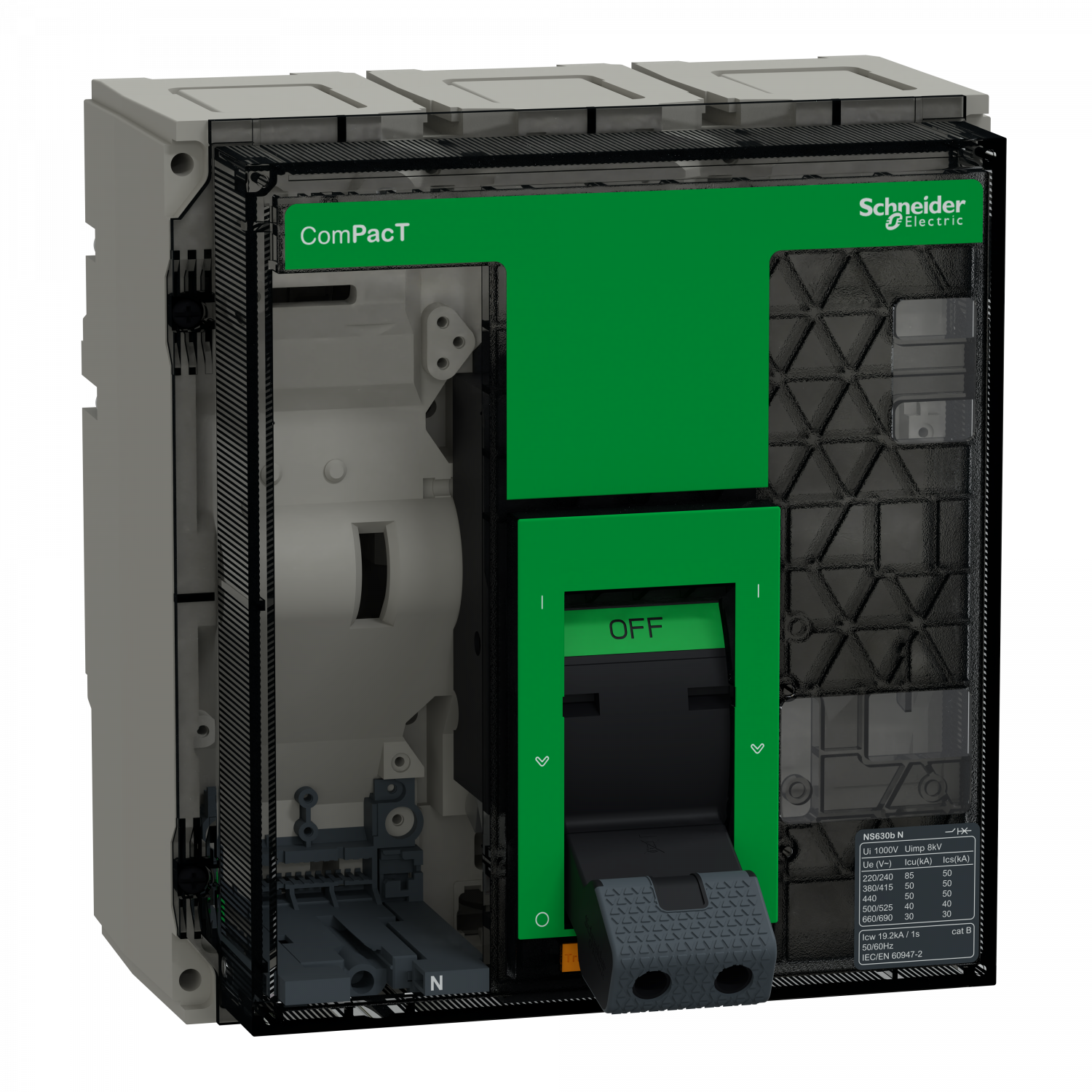 ComPacT NS630N - bloc coupure ss déclencheur - 630A - 3P - 50kA - fixe manuel