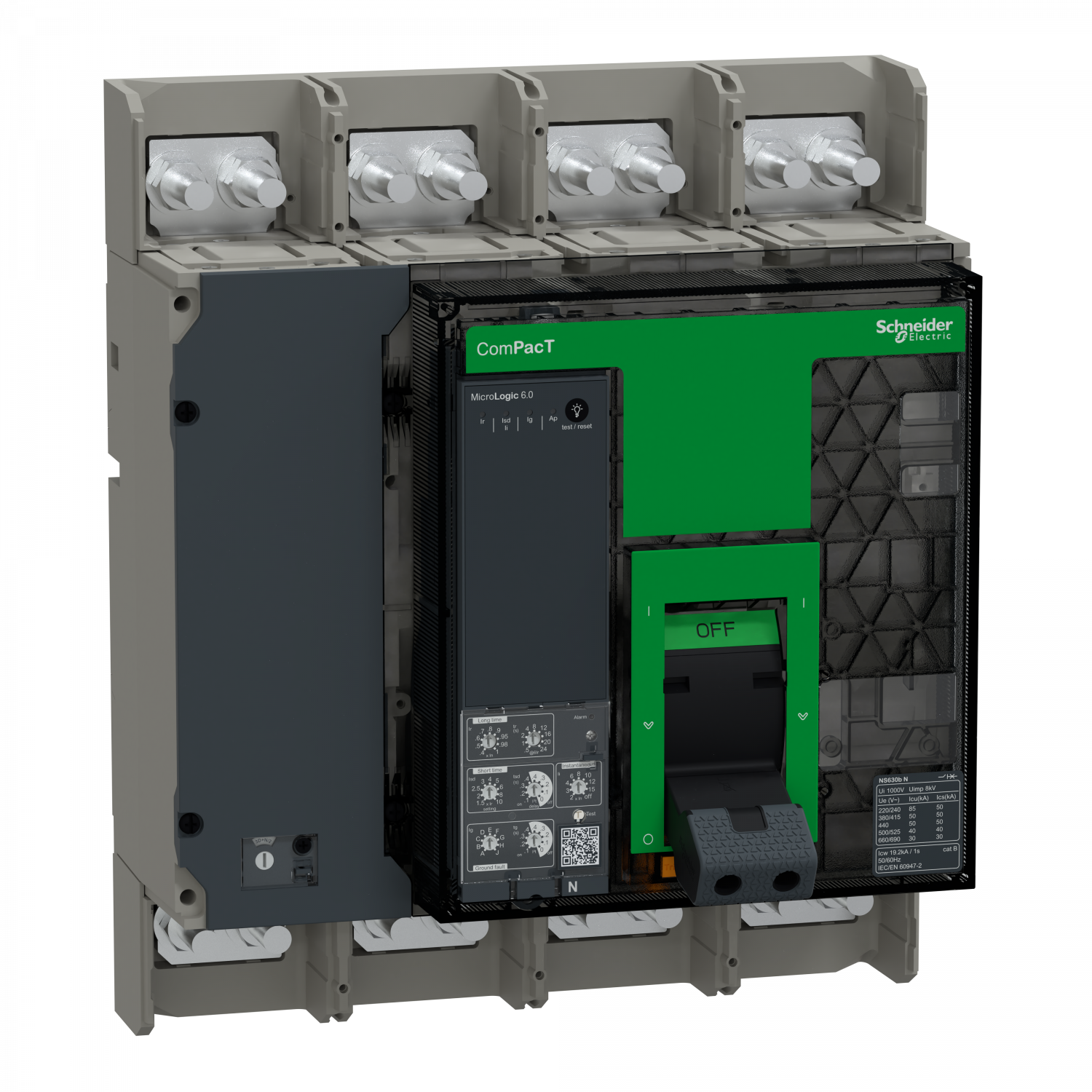 ComPacT NS630N - disjoncteur - MicroLogic 6.0 630A - 4P - 50kA - fixe - manuel