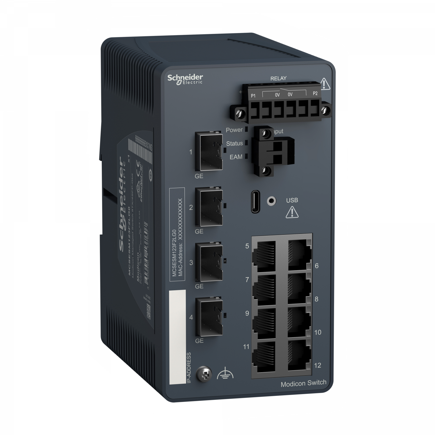 Modicon switch administré - 8 ports cuivre et 4 ports cuivre/fibre via SFP