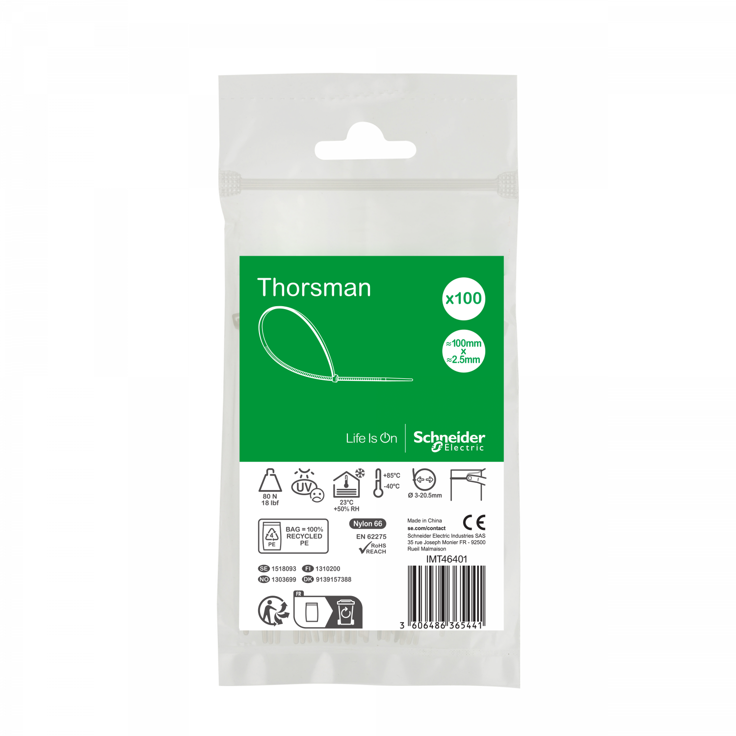 Thorsman colliers de serrage 100x2.5 Incolore, 100p