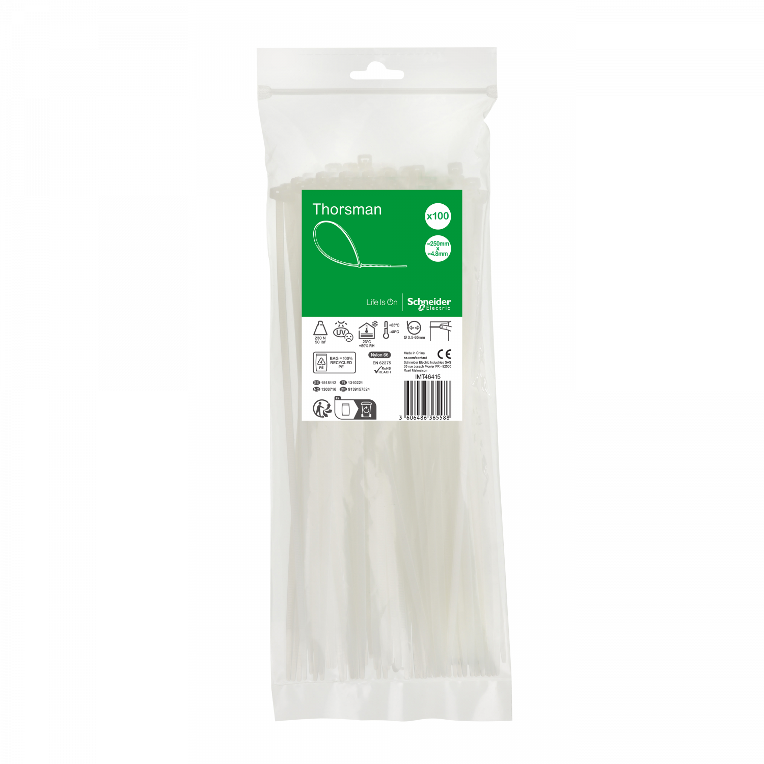 Thorsman colliers de serrage 250x4.8 Incolore, 100p