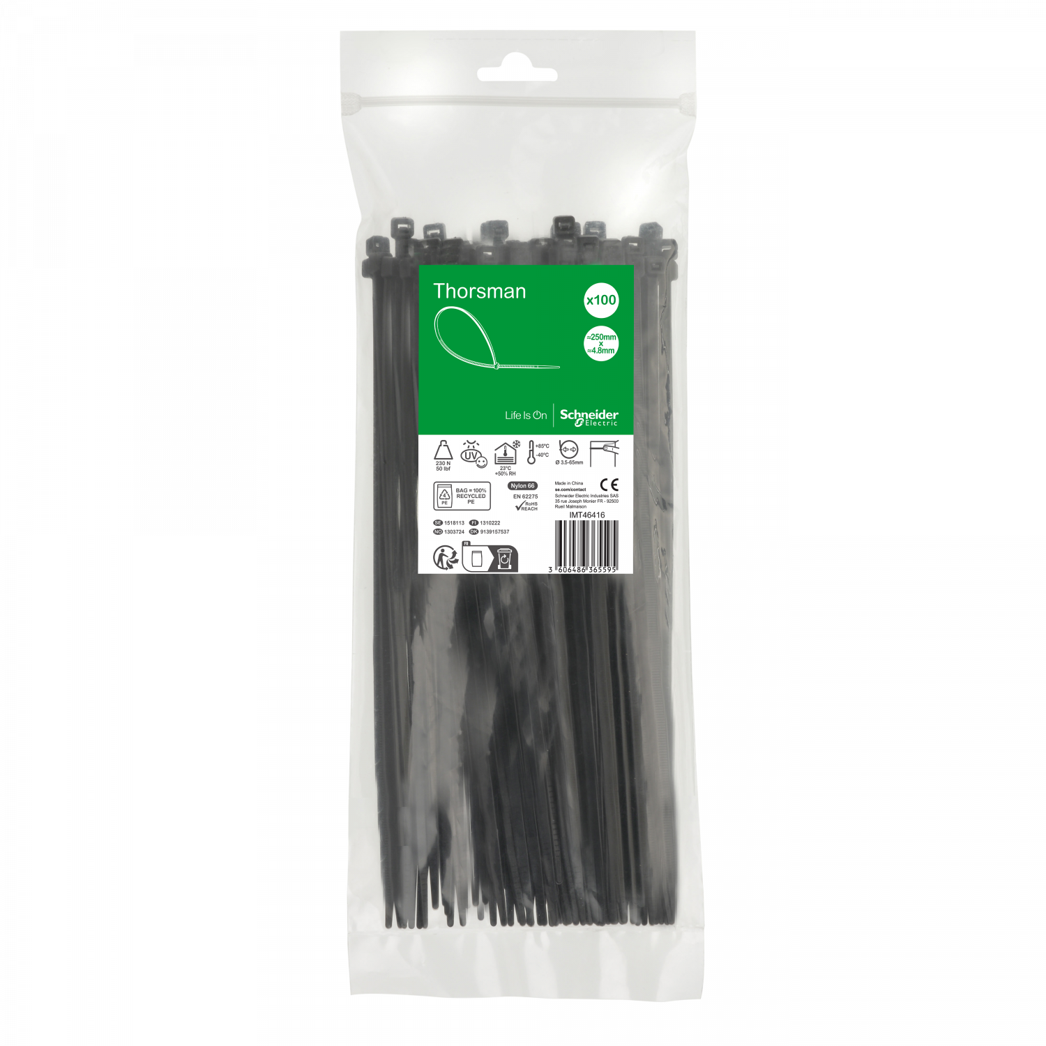 Thorsman colliers de serrage 250x4.8 Noir, 100p