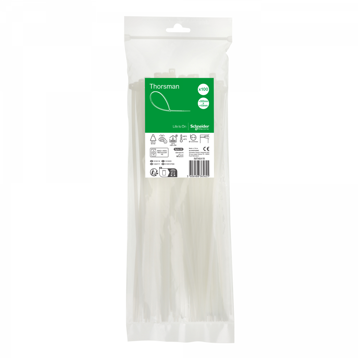 Thorsman colliers de serrage 300x4.8 Incolore, 100p