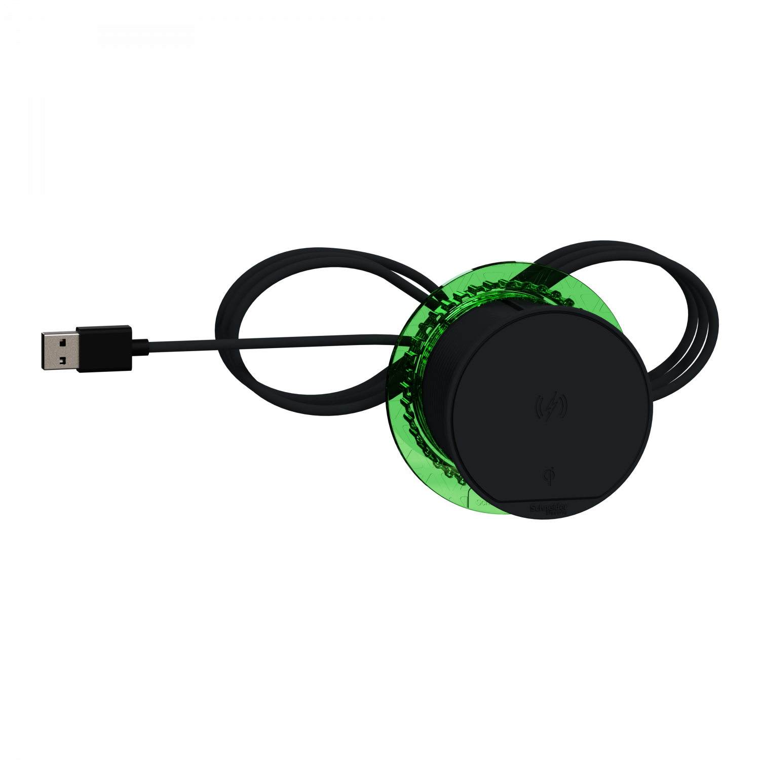 Unica System+ - bloc chargeur sans fil à encastrer XS - 5W Qi IP44 - 2m - anth