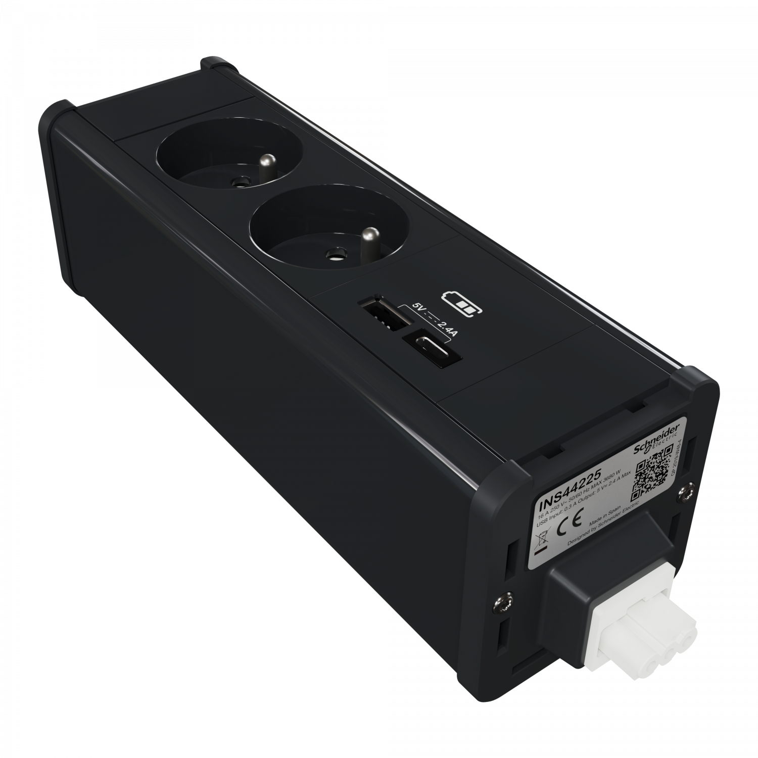 Unica System+ - nourrice précâblée M - 2 prises 2P+T + USB A+C - anthracite