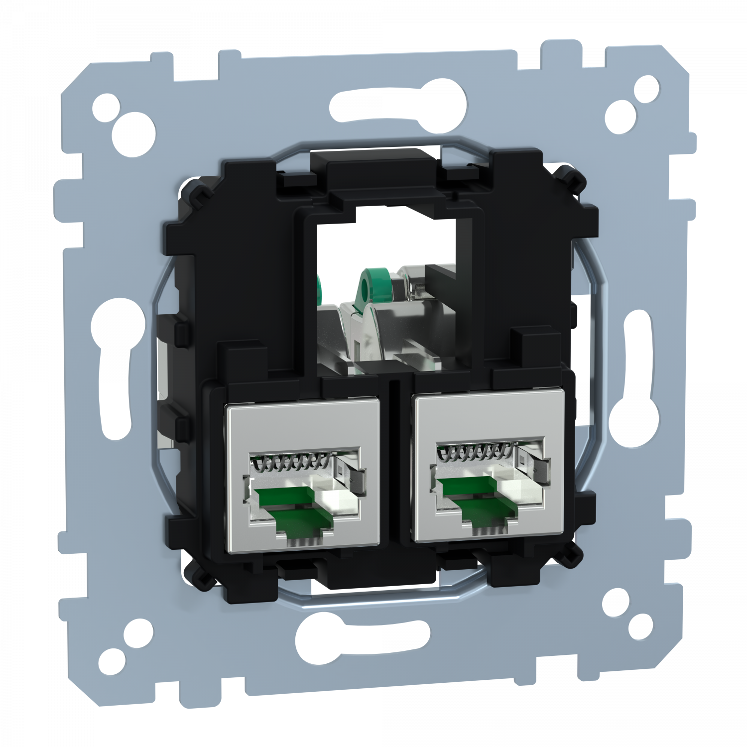 D-Life - prise double RJ45 équipée S-One Cat6 FTP/STP blindé - méca seul