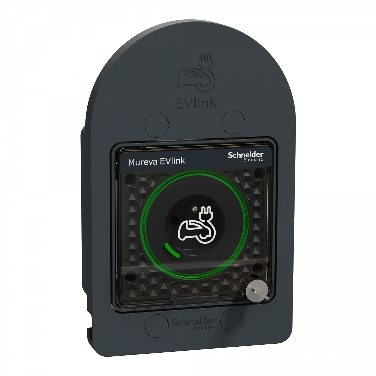 Mureva EVlink - Prise courant 2P+T renforcée pour VE - IP66 IK08 - à clé - gris
