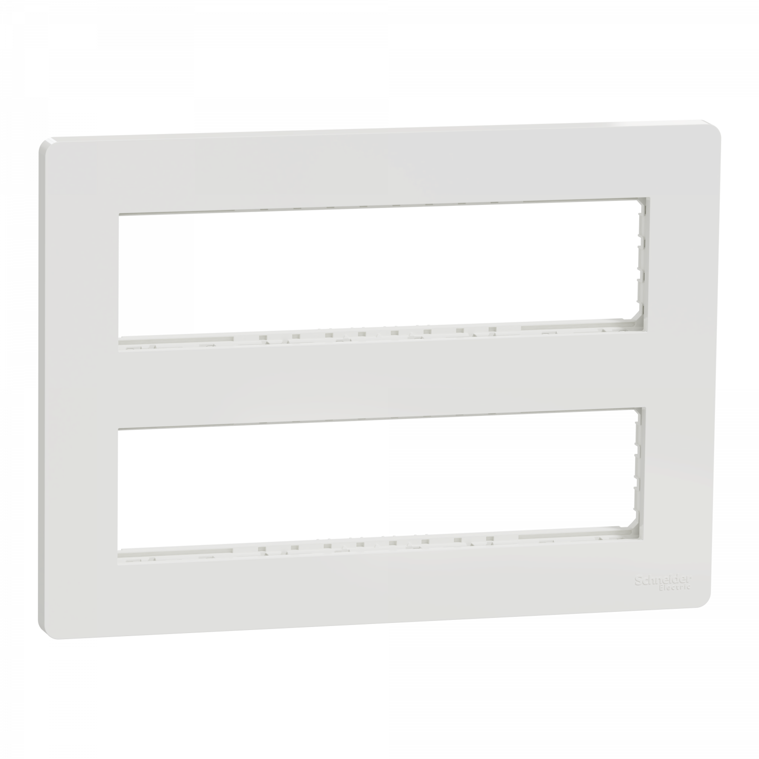 Unica - support fixation +plaque finition boîte concent 2 rang 8 mod - Blanc ant