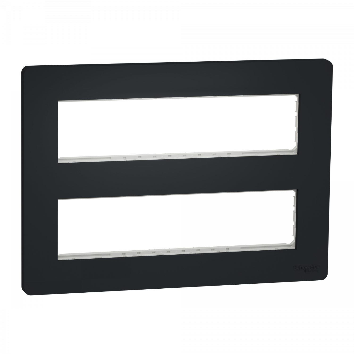 Unica - support fixation + plaque finition boîte concent 2 rang 8 mod - Anthraci