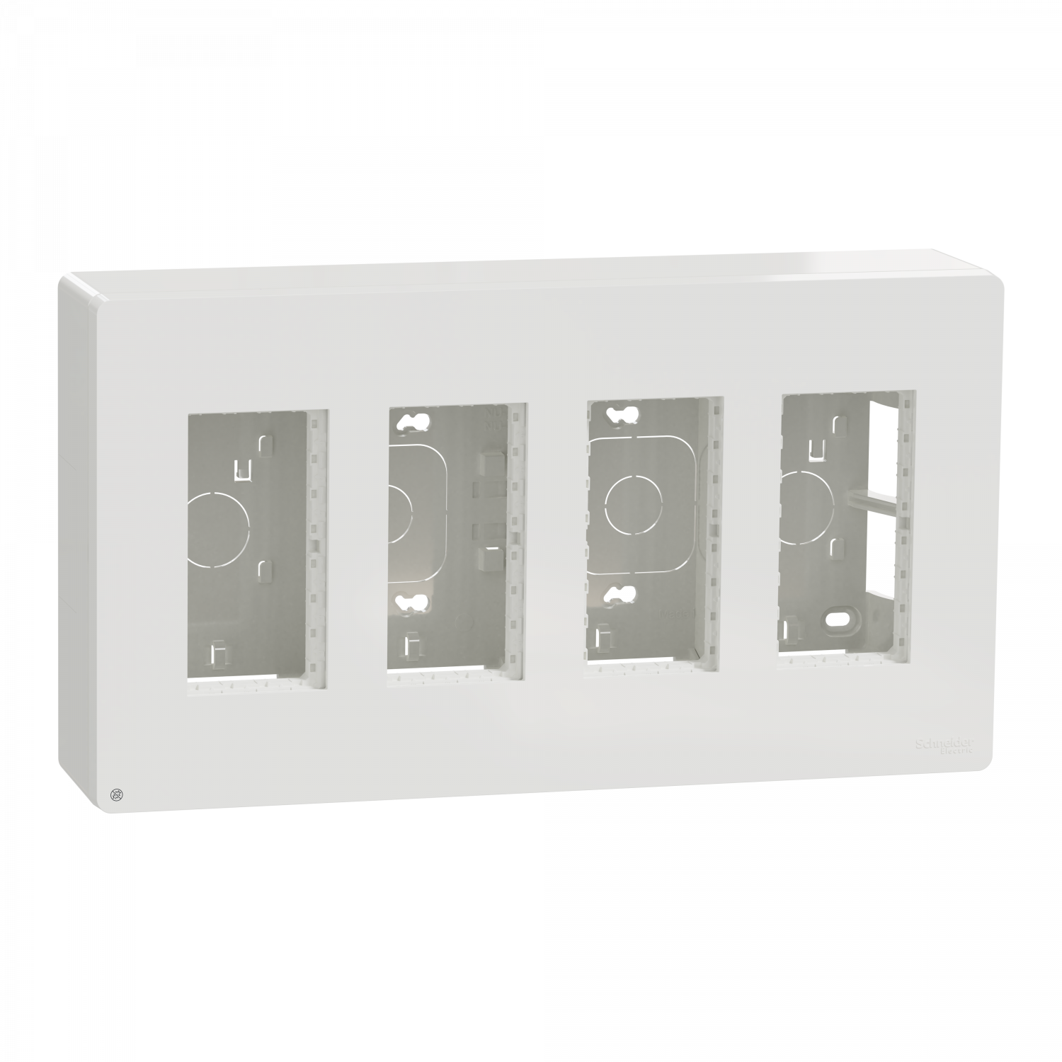 Unica - boîte de concentration saillie complète - 4 col de 4 mod - Blc antibact