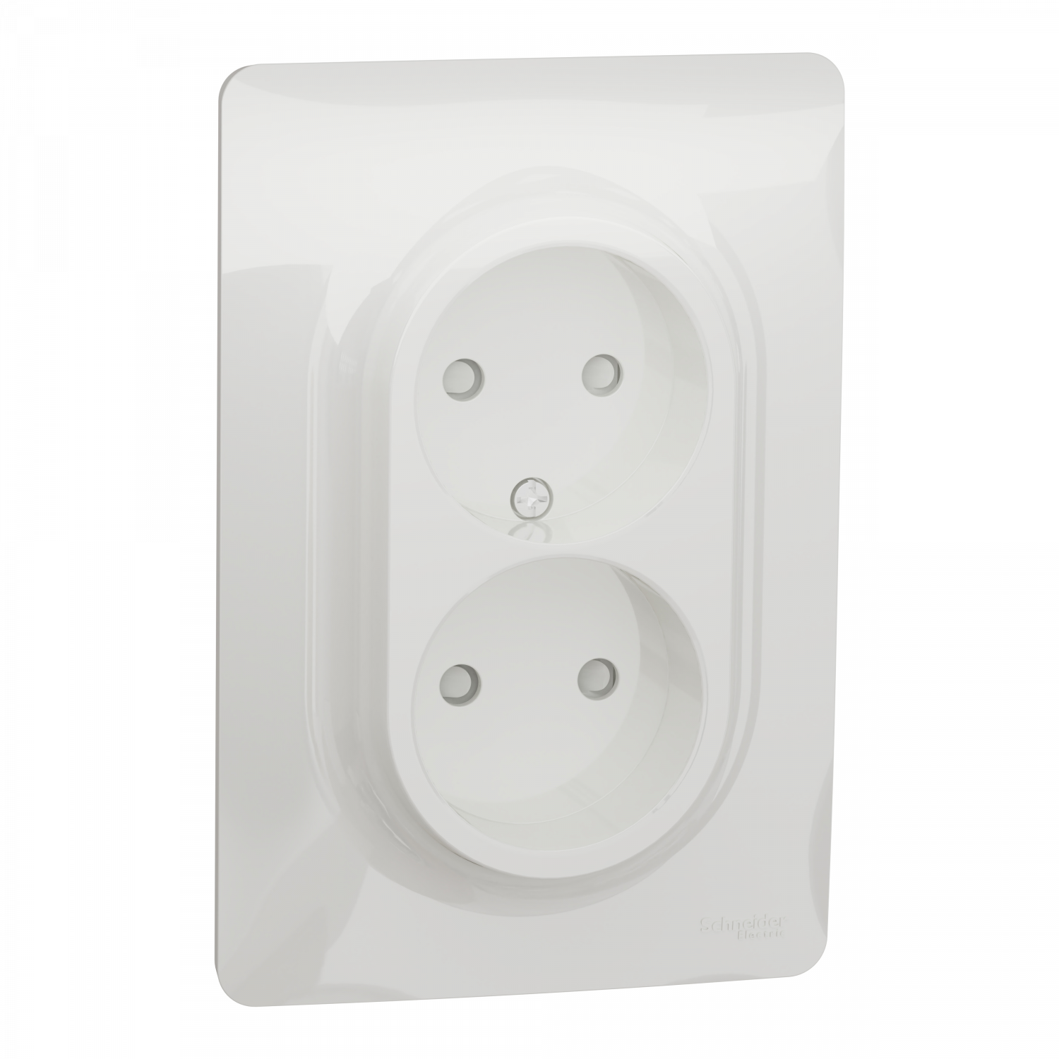 Unica - prise 2P double pour boîte 1P - FR - vis - Blanc - méca + plaque