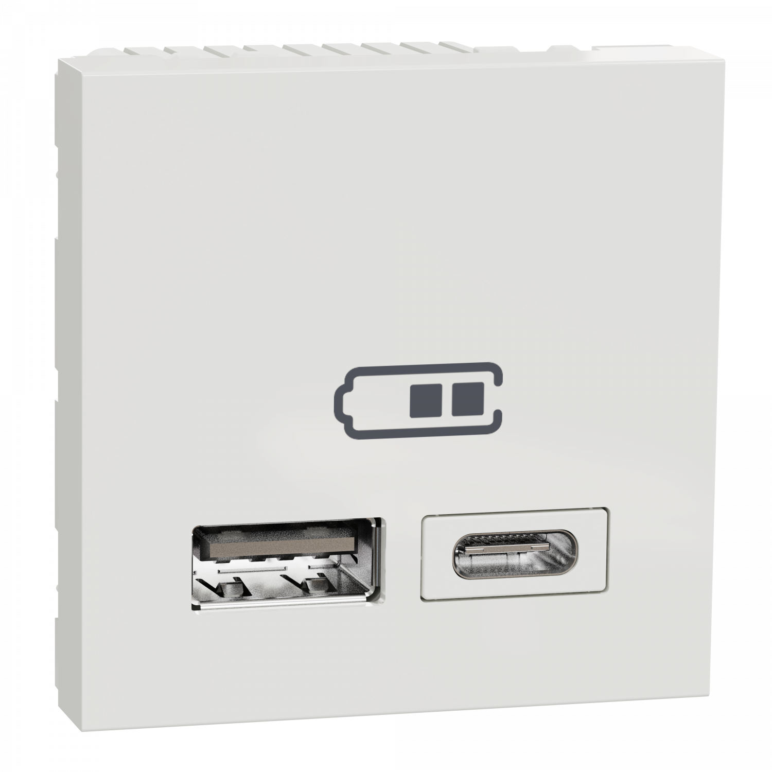 Unica - chargeur USB double - 5Vcc - 2,4A type A+C - 2 modul - blanc - méca seul