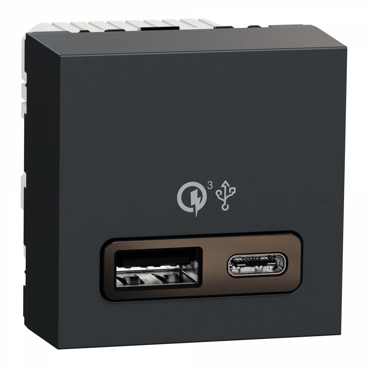 Unica - prise chargeur USB double - rapide 18W - 3,4A type A+C - 2 mod - anthra