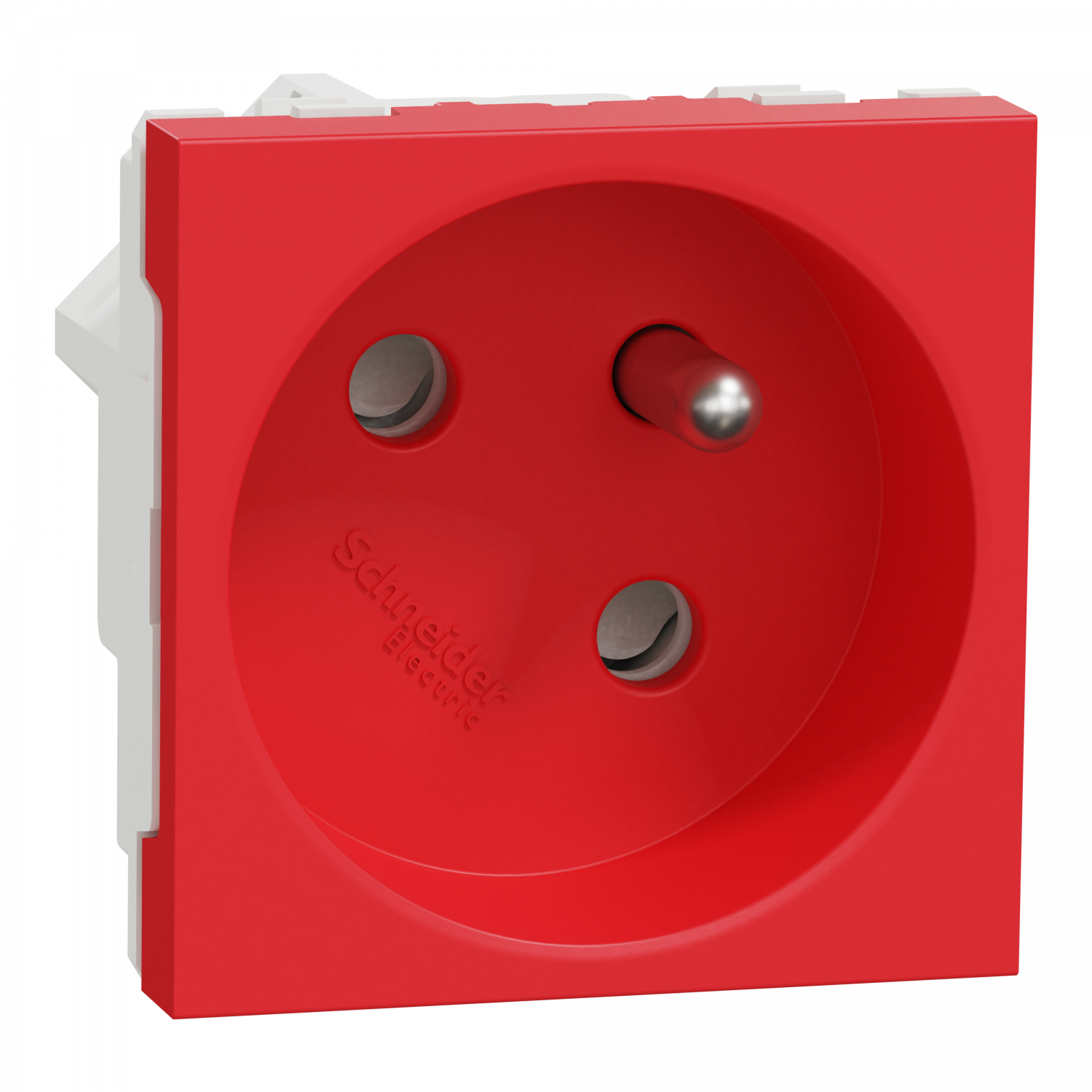 Unica - prise 2P+T - FR - 45° - goulotte - raccord rapide - Rouge - méca seul