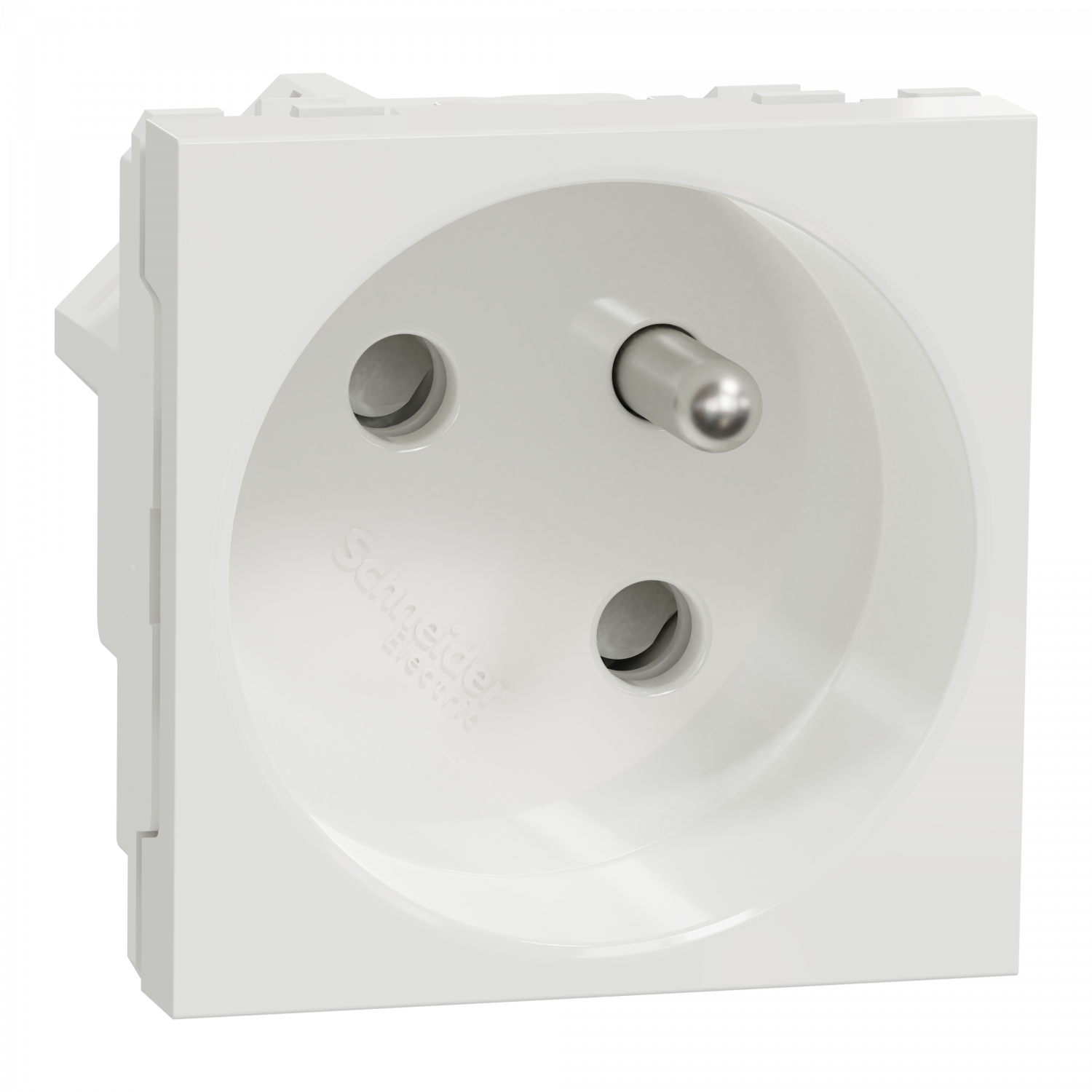 Unica - prise 2P+T - FR - 45° - goulotte - raccord rapide - Blanc - méca seul
