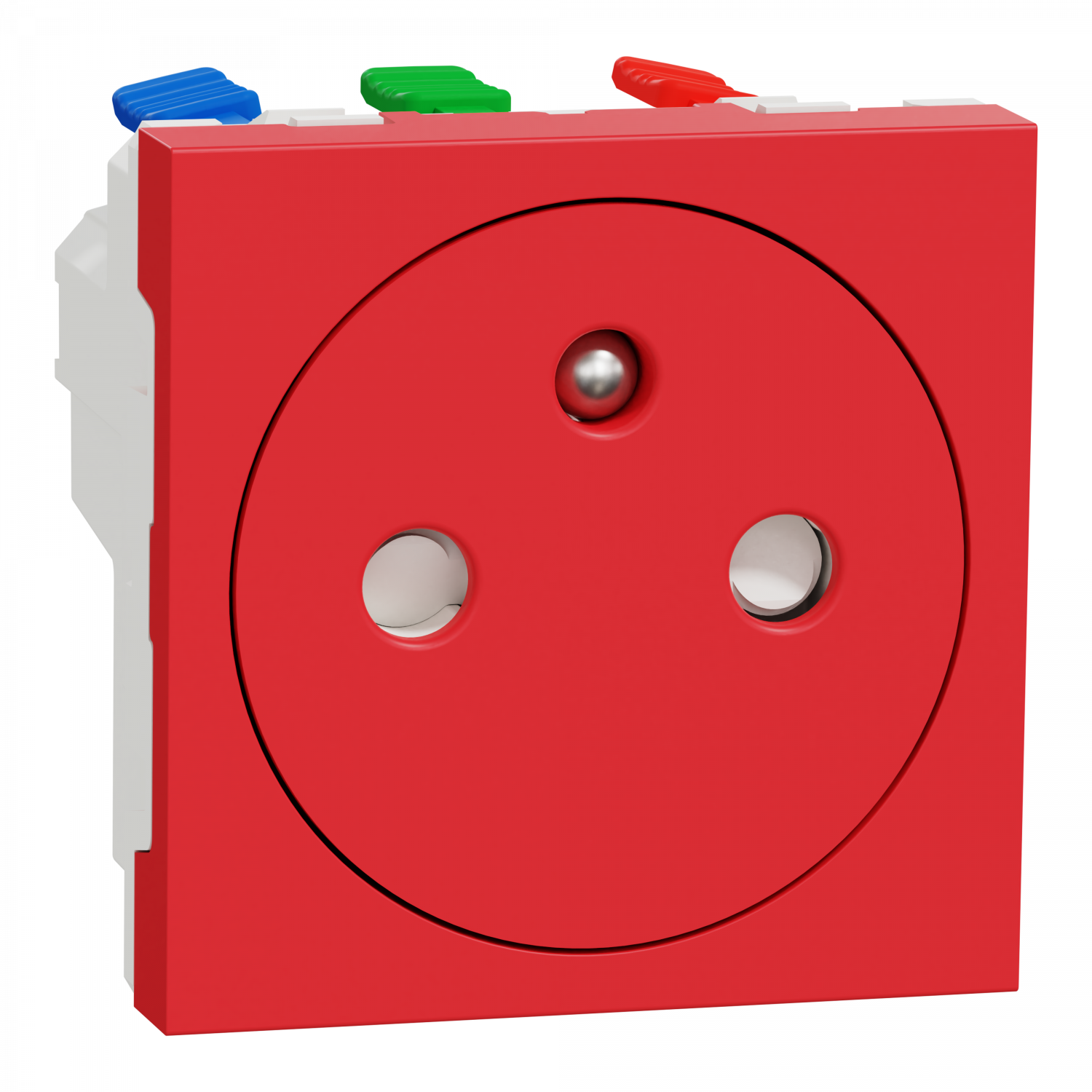 Unica - prise 2P+T - FR - 90° - affleurant - raccord rapide - Rouge - méca seul