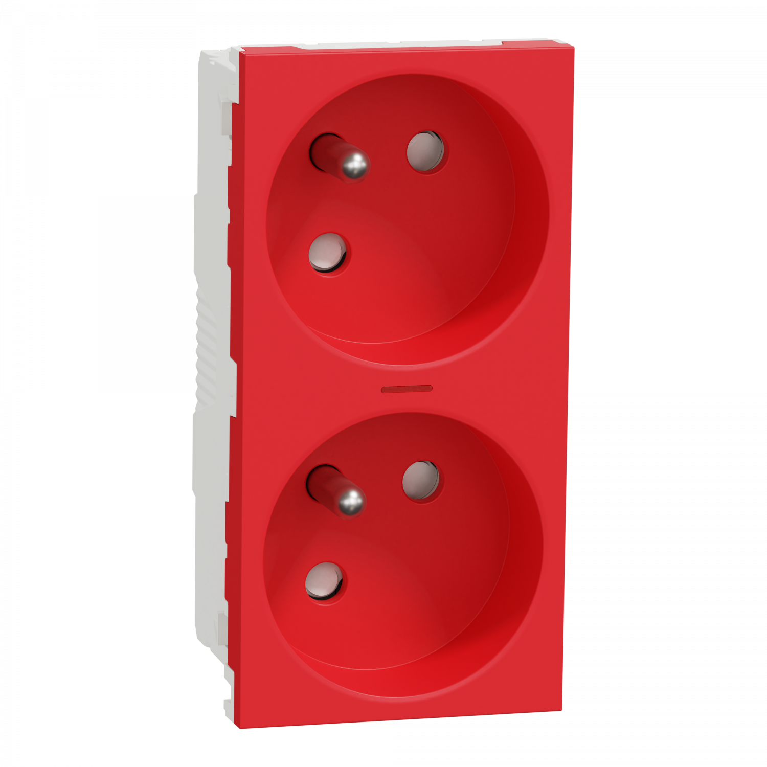 Unica - prise double lum 2P+T - FR - 45° - connexion rapide - Rouge - méca seul