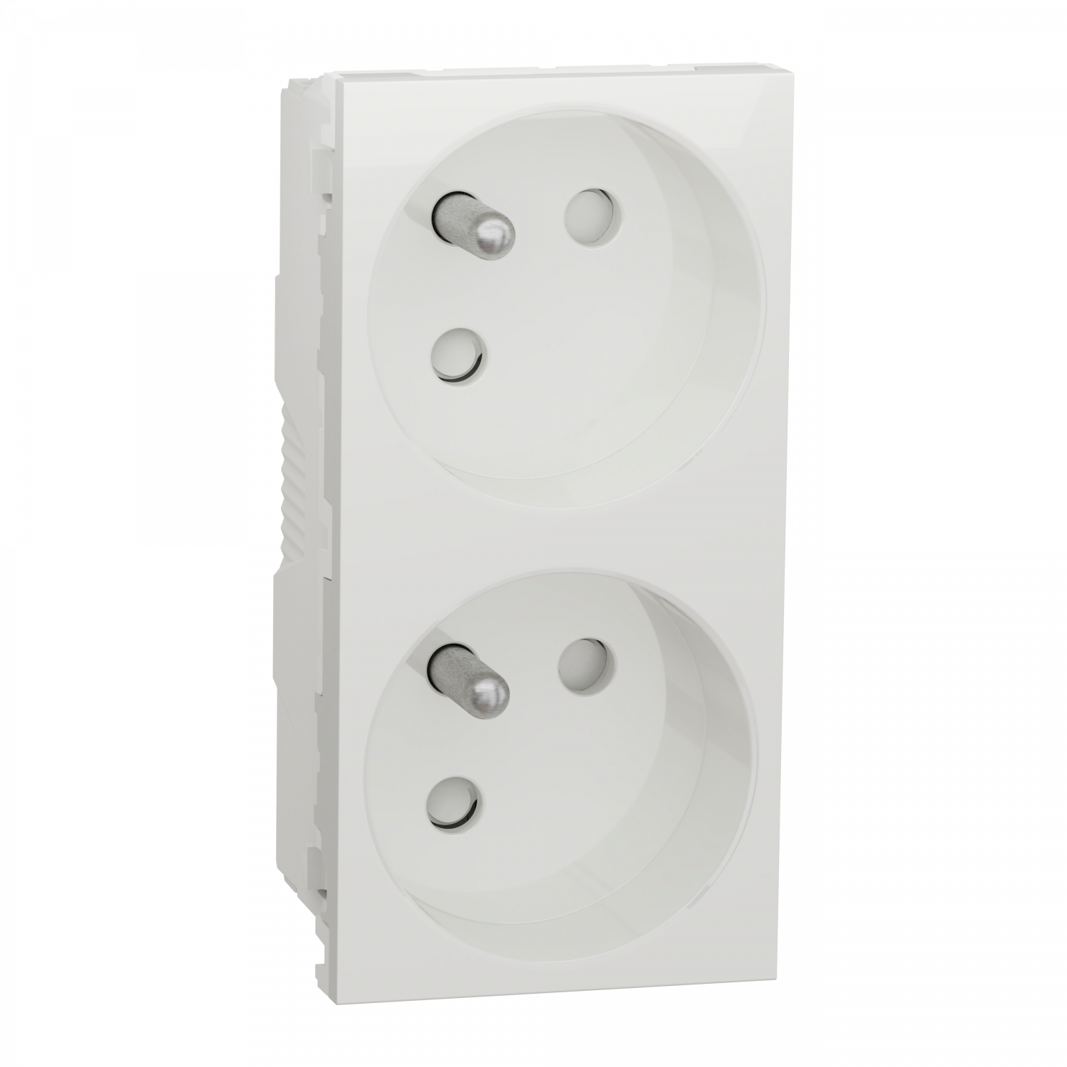 Unica - prise double 2P+T - FR - 45° - connexion rapide - Blanc - méca seul