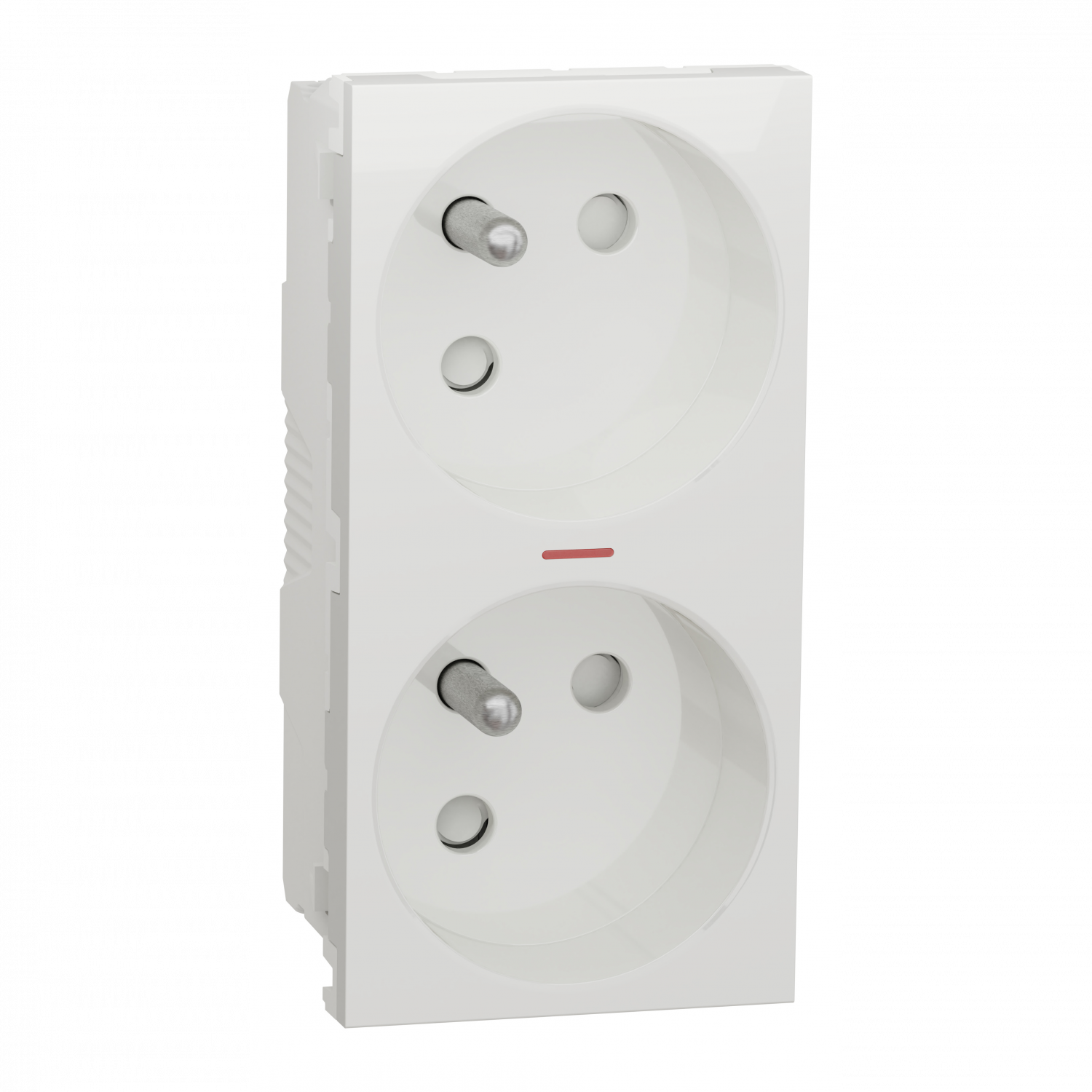 Unica - prise double lum 2P+T - FR - 45° - connexion rapide - Blanc - méca seul