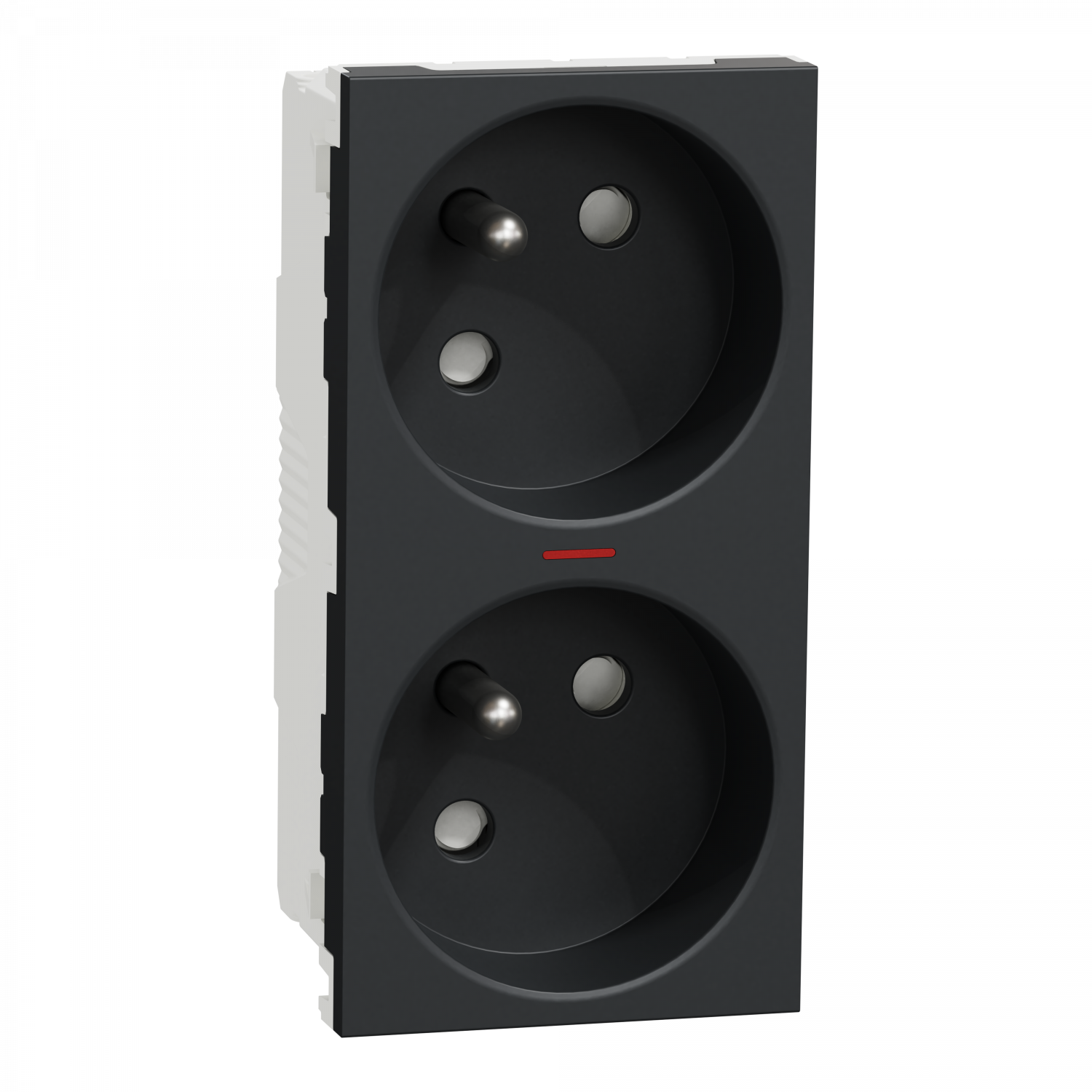 Unica - prise double lum 2P+T - FR - 45° - connex rapide - Anthracit - méca seul