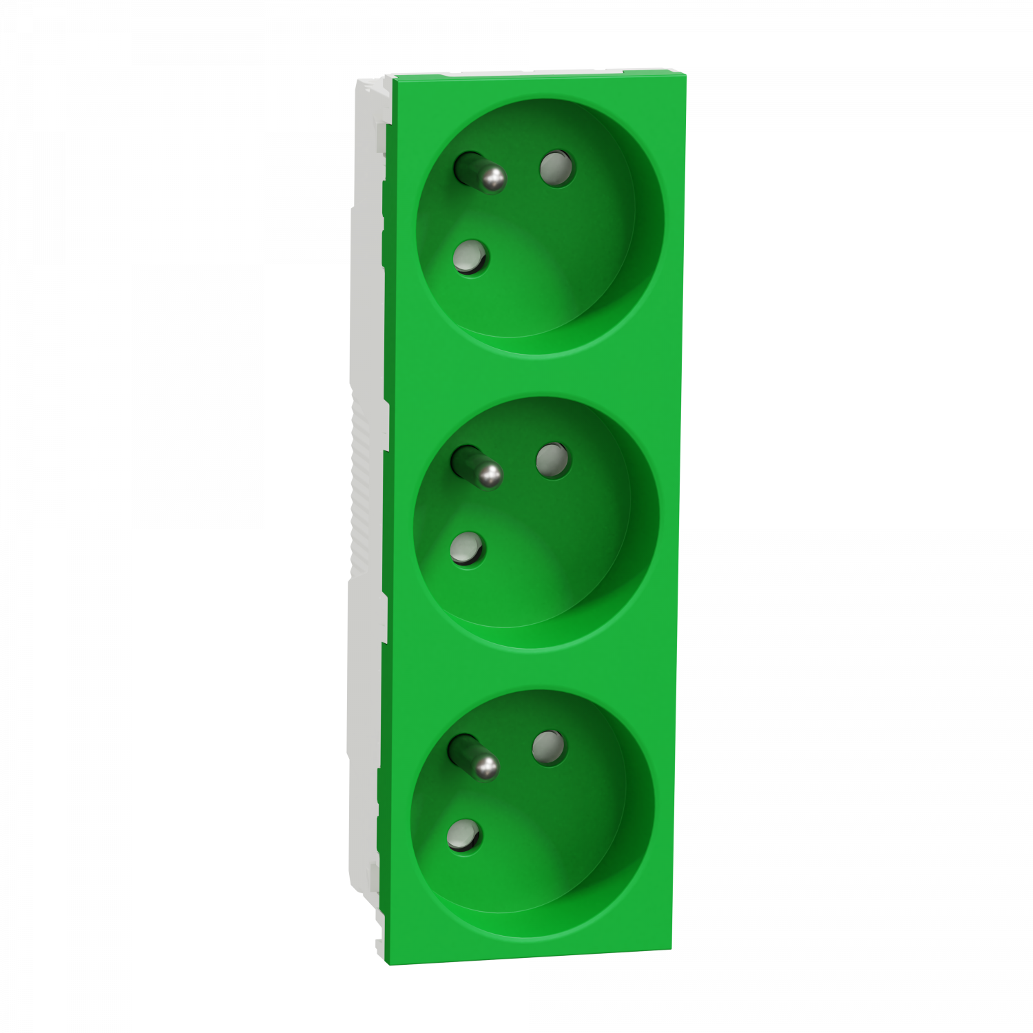 Unica - prise triple 2P+T - FR - 45° - Vert - méca seul