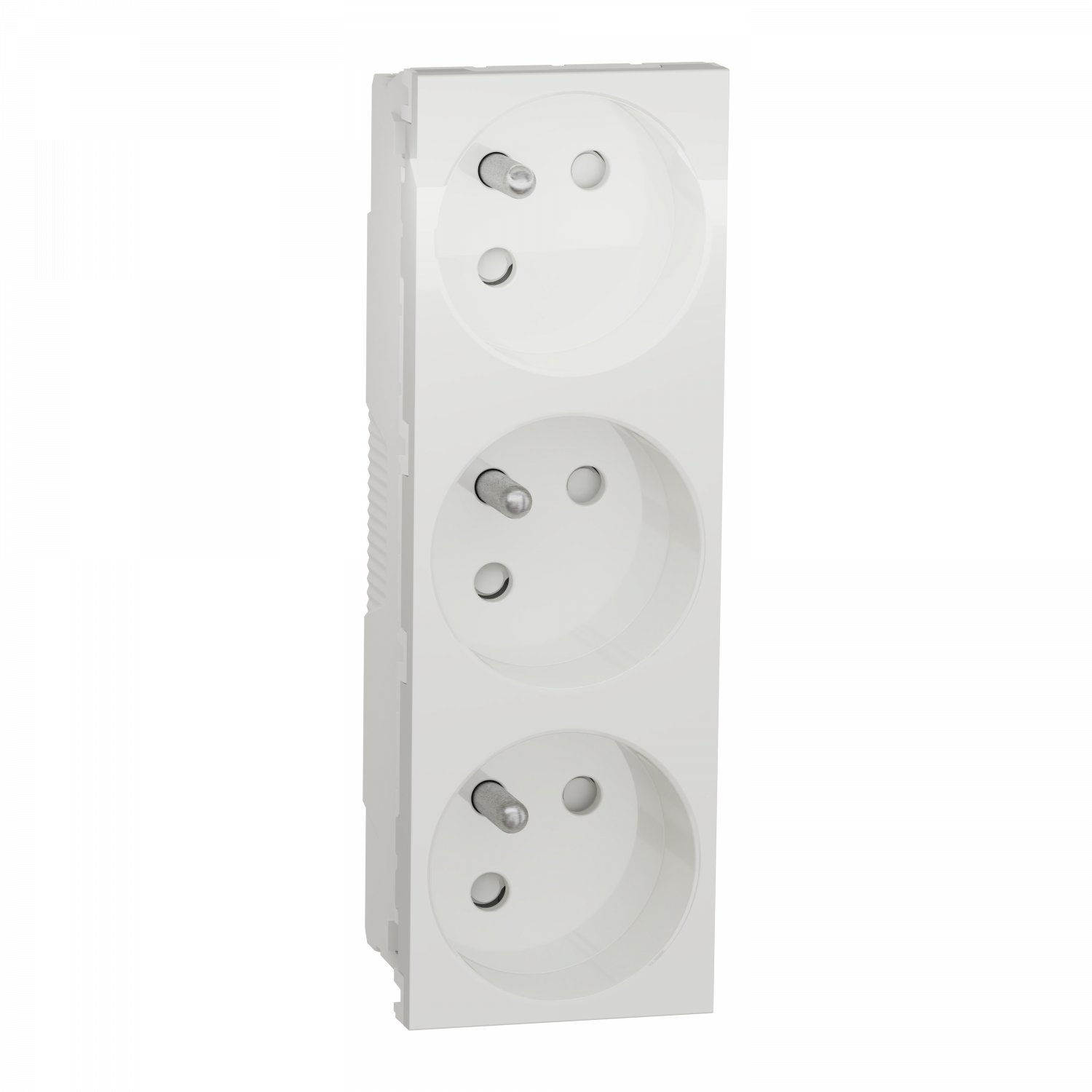 Unica - prise triple 2P+T - FR - spéciale goulotte - Blanc - méca seul