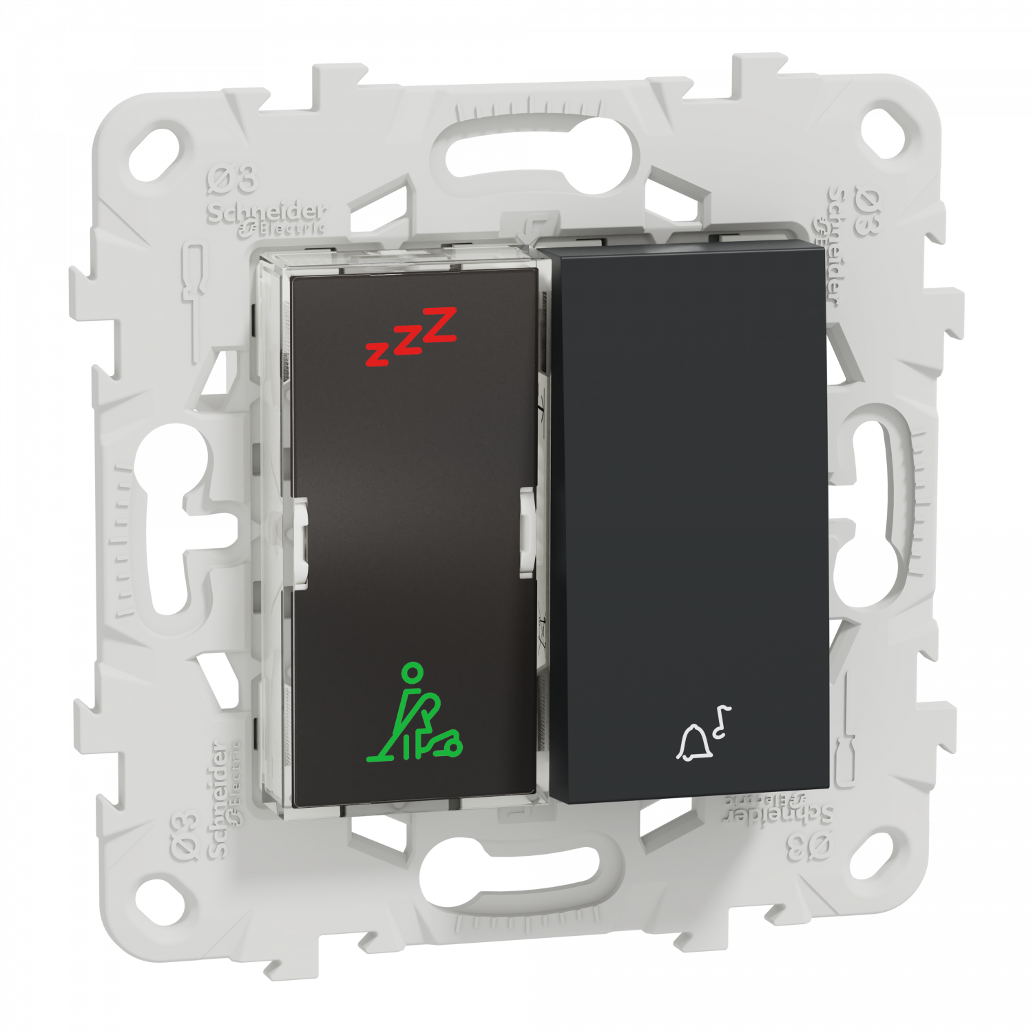 Unica - sonnette + voyant indicateur chambre hôtel - Anthracite - méca + support