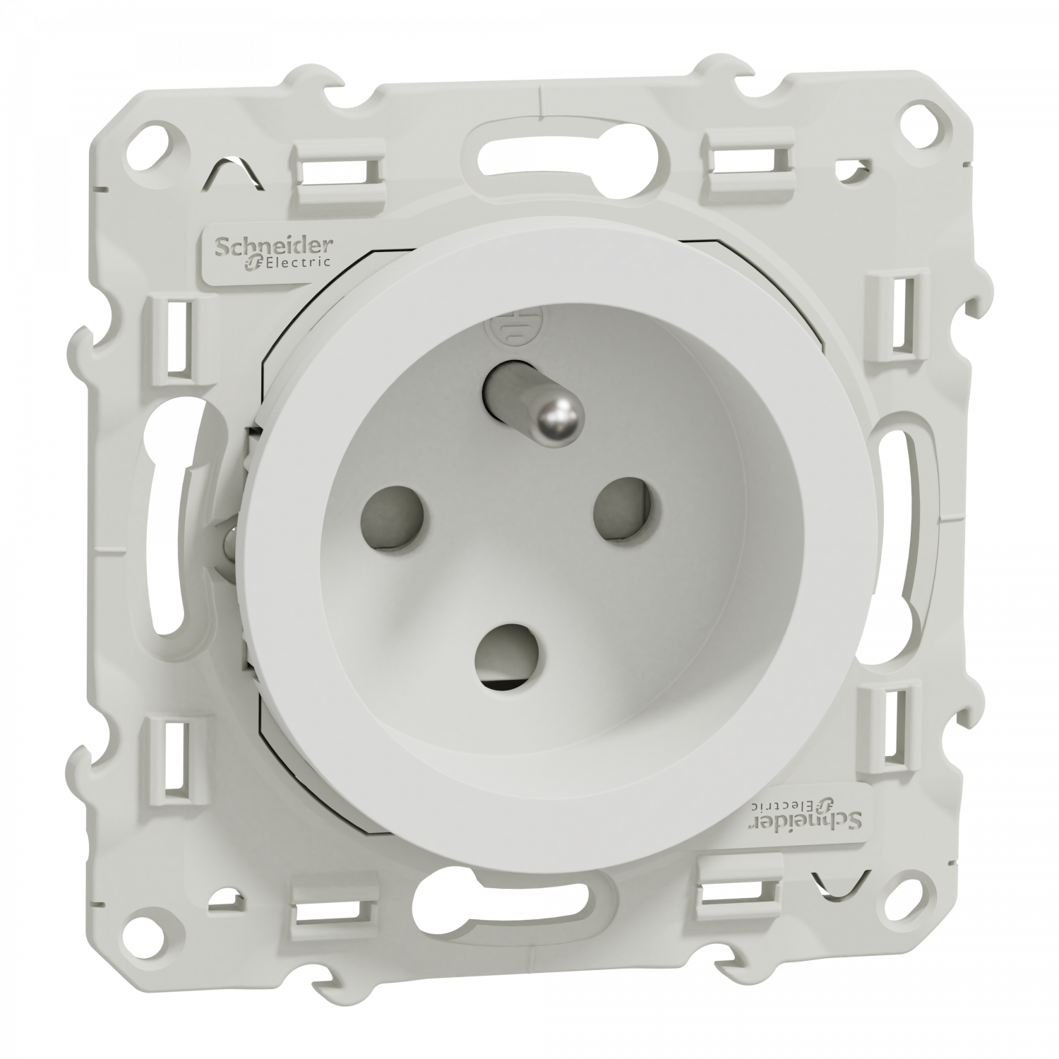 Odace - prise de courant 2P+T - blanc - à détrompage - connexions à vis