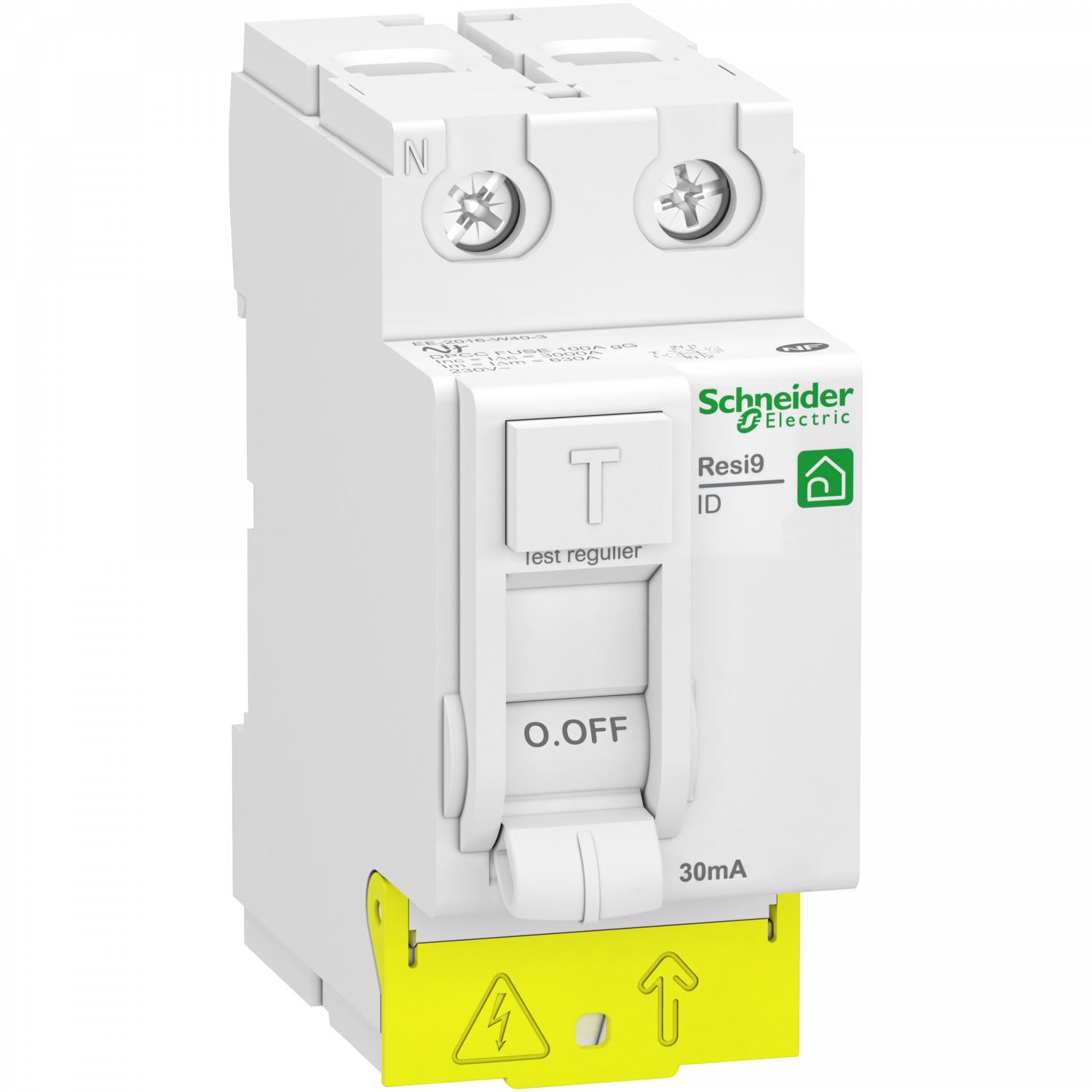 Resi9 - inter différentiel - 2P - 25A - 30mA - Type AC - peignable - alim bas