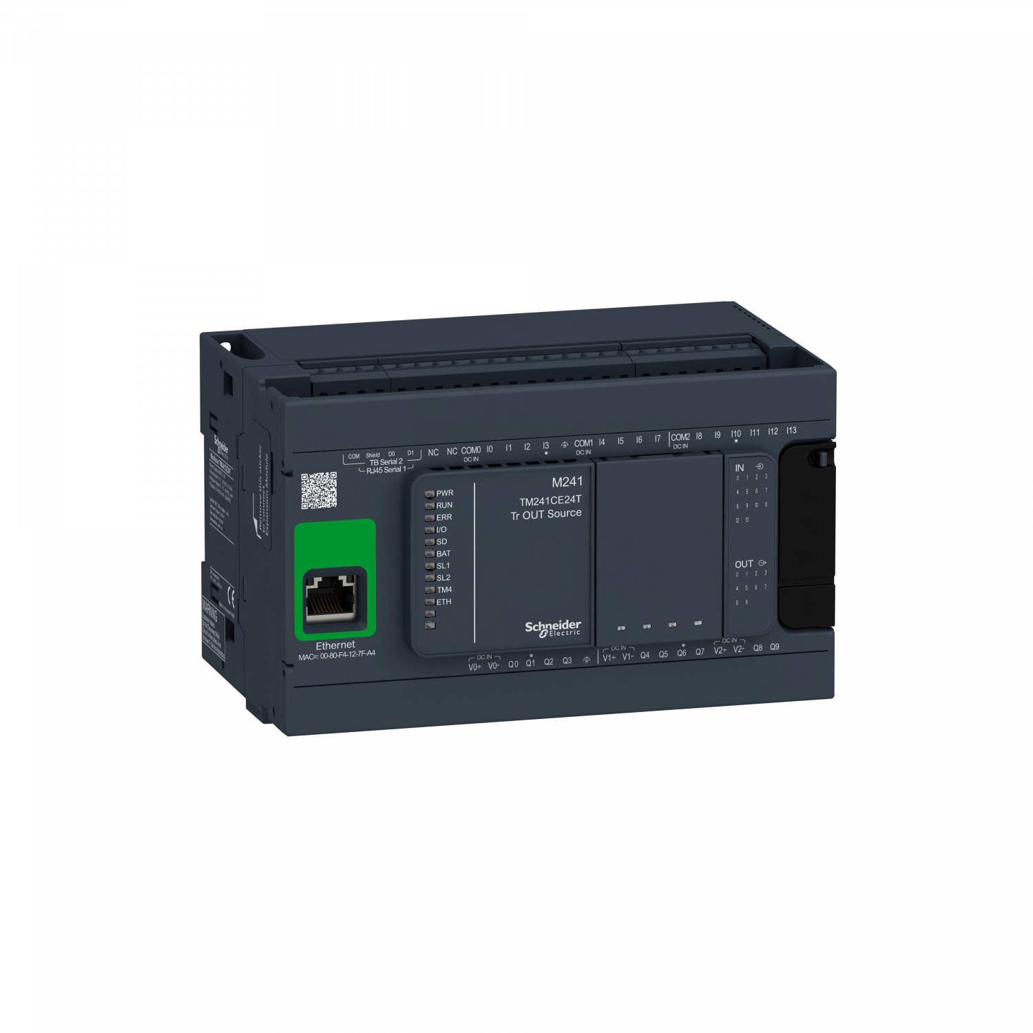 Modicon M241, contrôleur 24E/S PNP, ports Ethernet+2 série, 24VCC