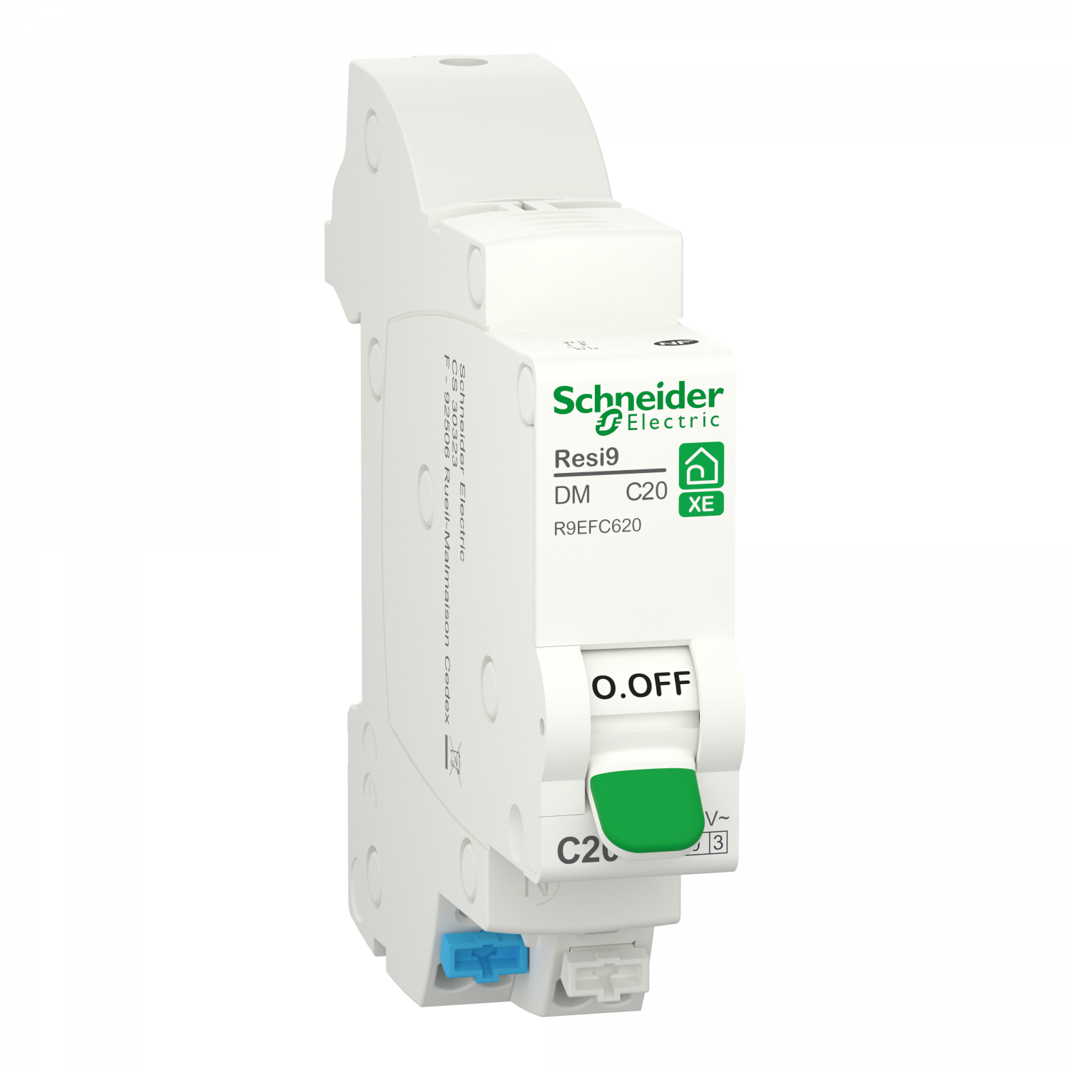 Resi9 XE - disjoncteur modulaire - 1P+N - 20A - courbe C - embrochable