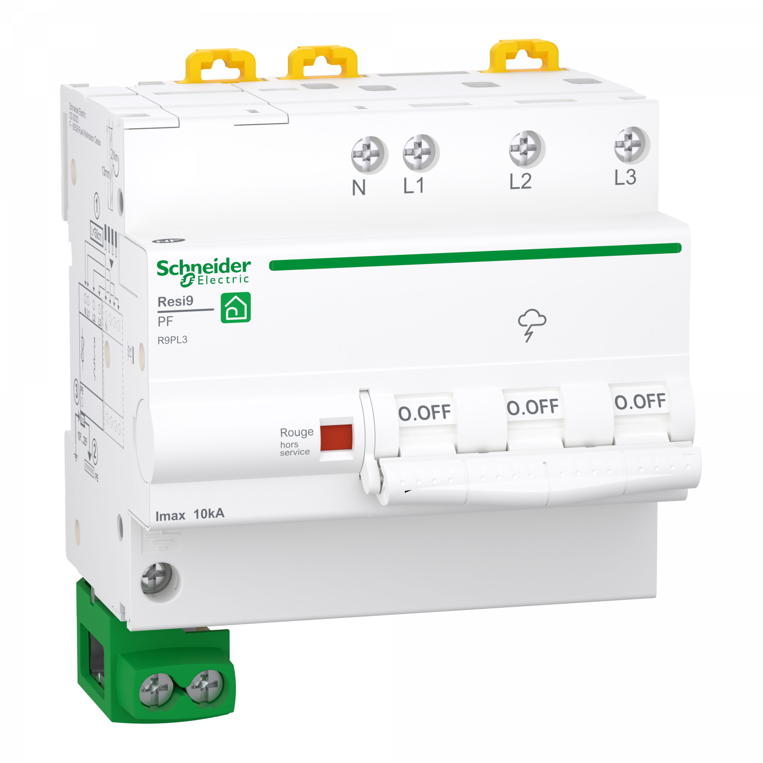 Resi9 - parafoudre - 10kA - 3P+N avec accessoires