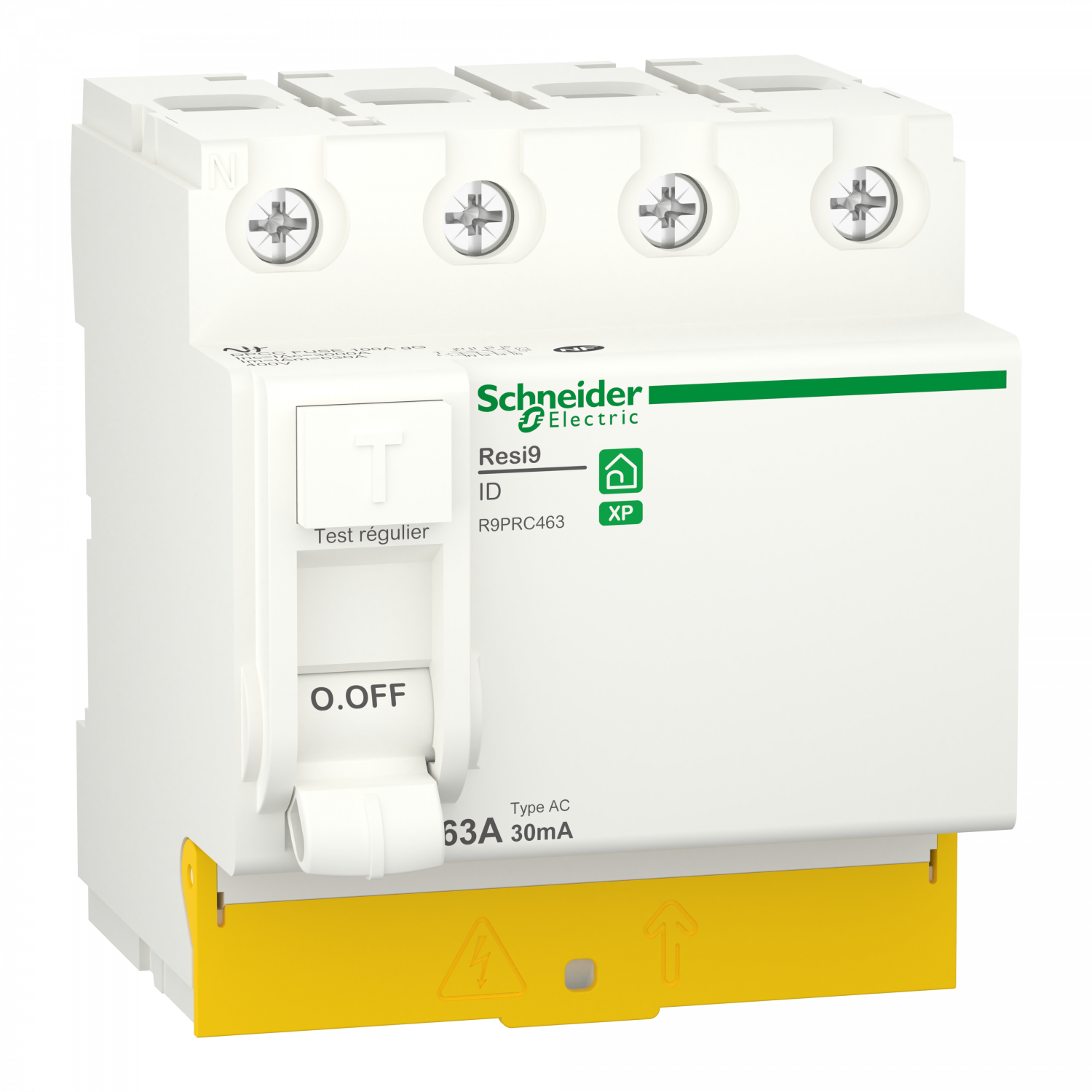 Resi9 - interrupteur différentiel - 4P - 63A - 30mA - Type AC - peignable