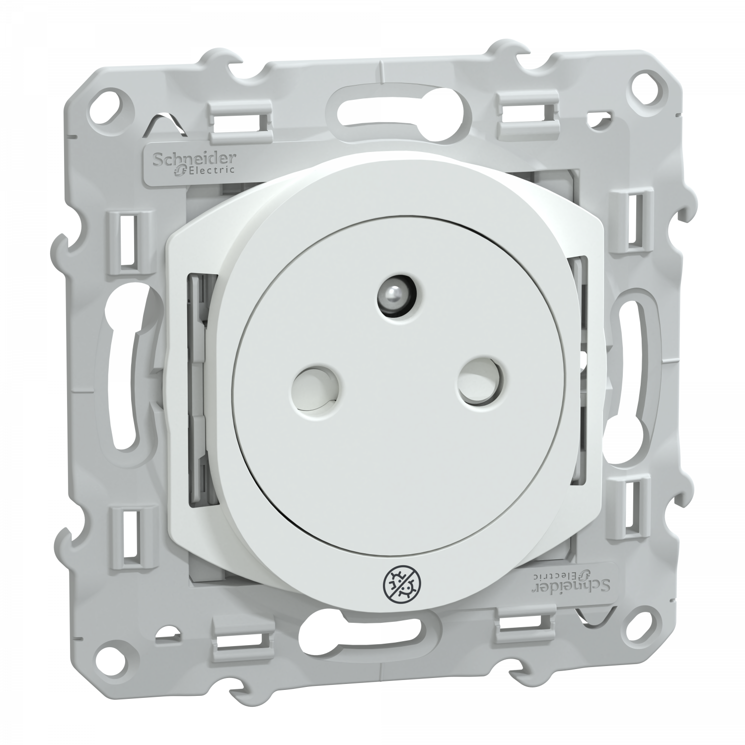 Ovalis - prise 2P+T 16A affleurante - bornes automatiques - Antibactérien