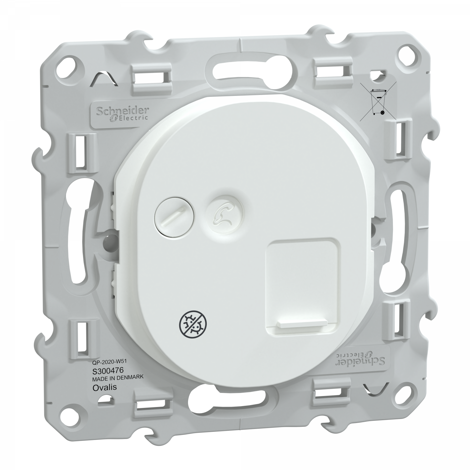 Ovalis - prise RJ45 cat.6 STP - grade 2TV min à grade 3TV (+ multi) - Antibact