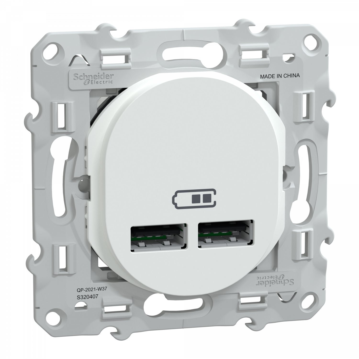 Ovalis - double chargeur USB A+A 10,5W - Blanc