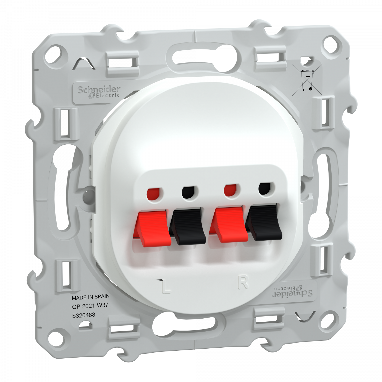 Ovalis - Prise haut parleur - 2 sorties - Blanc